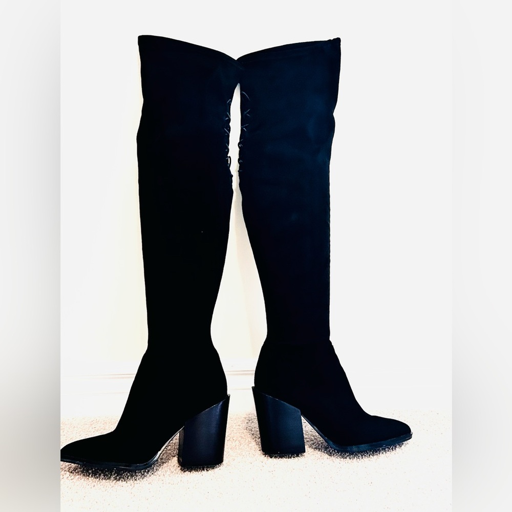 Kendall & Kylie over the knee boots , suede .